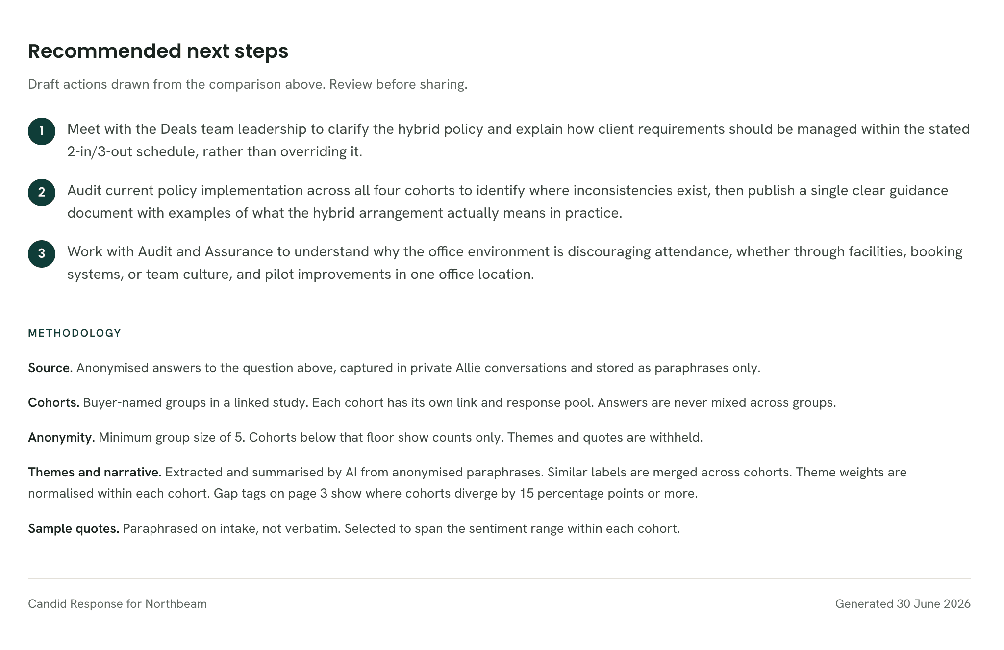 Insight report, page 5: Recommended next steps